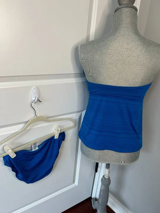 Massimo Blue Tankini Set Top M Bottoms L EUC - Picture 2 of 2